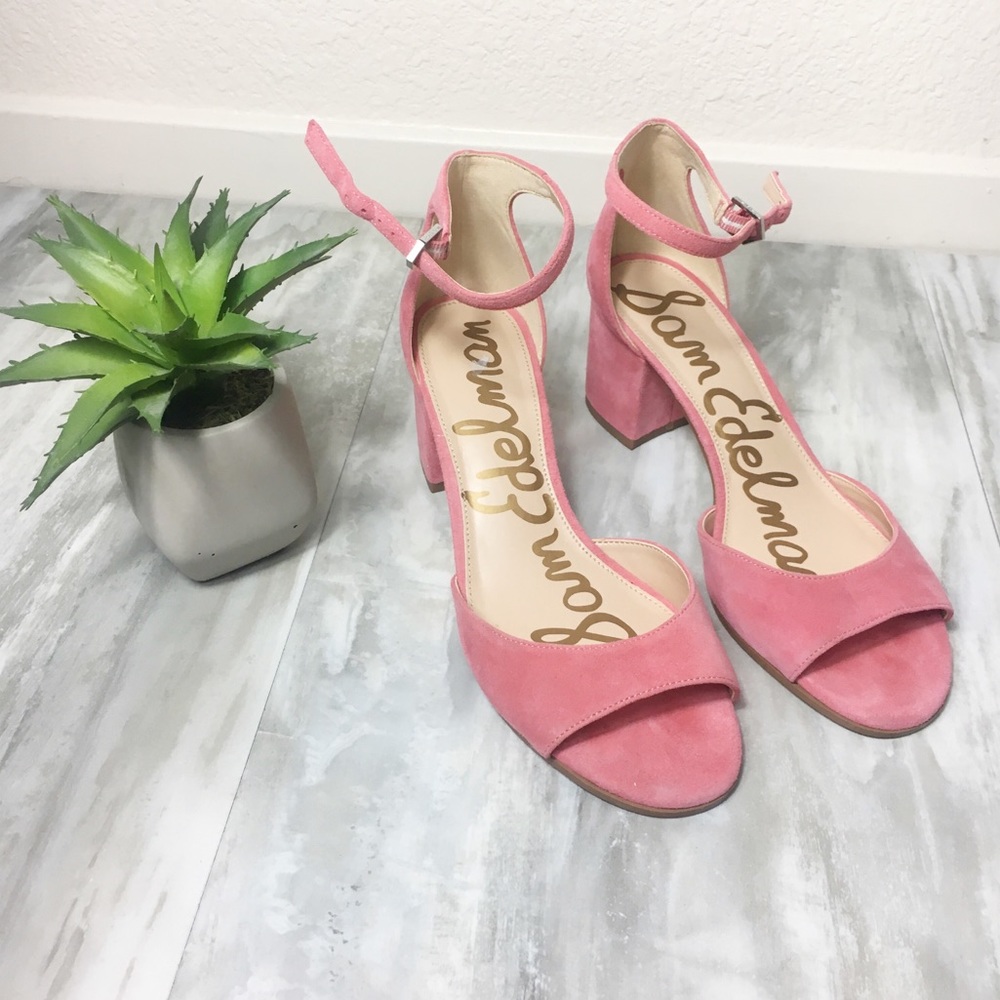Sam Edelman 'Susie' Pink Suede Chunk Heel Sandals
